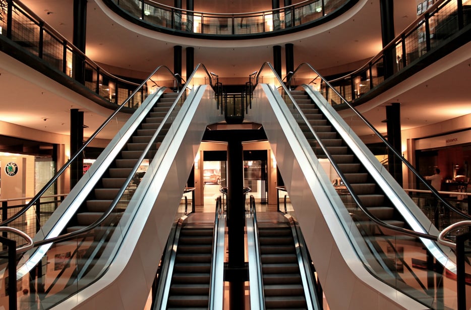 Escalators in a Shopping Center